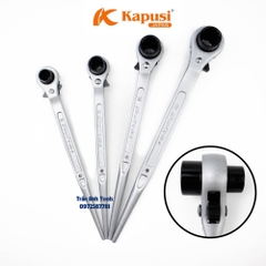 Cờ lê đuôi chuột trắng, cờ lê giàn giáo tự động đảo chiều Kapusi thép cao cấp CR-V, tuýp dàn giáo đa năng 2 đầu