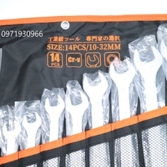 Bộ cờ lê 10-32 14 chi tiết cao cấp Kapusi Japan chất liệu thép CRV siêu cứng, bộ vòng miệng 10-32 hàng chất lượng cao