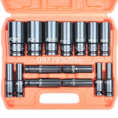 Bộ khẩu dài 15 chi tiết Kapusi mở ốc 1/2 8-32mm dùng cho máy siết bulong, bộ đầu tuýp cao cấp dùng cho máy siết bulong