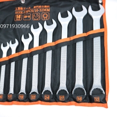 Bộ cờ lê 10-32 14 chi tiết cao cấp Kapusi Japan chất liệu thép CRV siêu cứng, bộ vòng miệng 10-32 hàng chất lượng cao