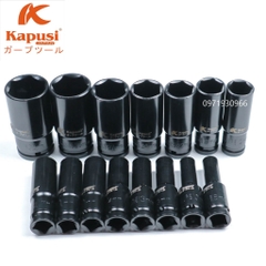 Bộ khẩu dài 15 chi tiết Kapusi mở ốc 1/2 8-32mm dùng cho máy siết bulong, bộ đầu tuýp cao cấp dùng cho máy siết bulong