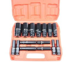 Bộ khẩu dài 15 chi tiết Kapusi mở ốc 1/2 8-32mm dùng cho máy siết bulong, bộ đầu tuýp cao cấp dùng cho máy siết bulong
