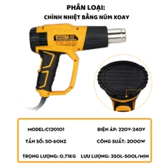 Súng Khò Nhiệt Điện Tử Wynn's Tools 2000W - Điều Chỉnh Nhiệt Độ, Khò Nóng Cao Cấp 50-600°C