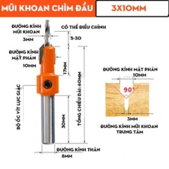 Mũi Khoan Hợp Kim Tạo Lỗ Âm, Mũi Khoan Bậc Cho Thợ Mộc
