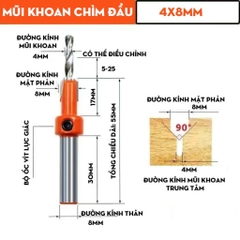 Mũi Khoan Hợp Kim Tạo Lỗ Âm, Mũi Khoan Bậc Cho Thợ Mộc