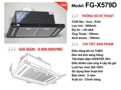 Máy hút mùi âm tủ  Fuger FG X579D | Cảm biến vẫy tay | Động cơ tuabin công suất 1600m3/h | Bảo hành 2năm