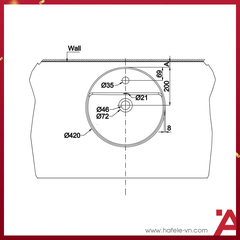 CHẬU SỨ ĐẶT BÀN Hafele SAPPORO 420X420X145 588.79.031