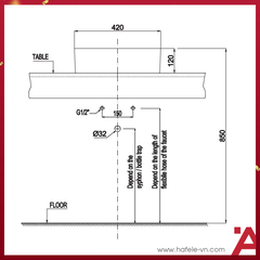 CHẬU SỨ ĐẶT BÀN Hafele SAPPORO 420X420X145 588.79.031