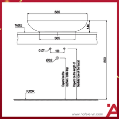 CHẬU SỨ ĐẶT BÀN Hafele KOBE 585X390X180 588.79.030