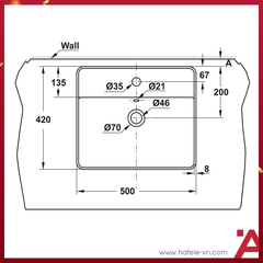 CHẬU SỨ ĐẶT BÀN Hafele REGAL 500X420X150 588.79.032