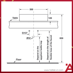 CHẬU SỨ ĐẶT BÀN Hafele REGAL 500X420X150 588.79.032