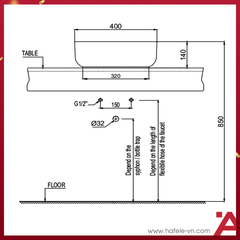 CHẬỤ ĐẶT BÀN KOBE Hafele 400X400X140 588.79.078