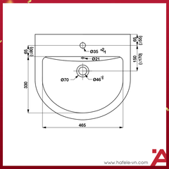 CHẬU TREO TƯỜNG CHÂN LỬNG ROOTS Hafele 588.79.090