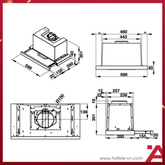 MÁY HÚT MÙI ÂM TỦ MẶT KÍNH ĐEN Hafele HH-TG60E 539.81.073