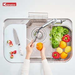 Vòi rửa bát dây rút Konox Lumo Smart Chrome