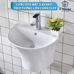 Chậu rửa mặt (Lavabo) treo tường liền chân CL03