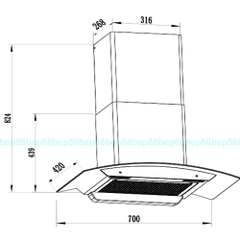 Máy hút mùi Faster 750B | Faster 750S | Tự động làm sạch | Cảm ứng vẫy tay