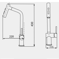 Vòi rửa bát dây rút Garis MF16R nóng lạnh