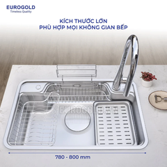 Chậu Rửa Bát Chống Xước Dập Liền Khối EUC88050EB (EUD88050GA) Eurogold