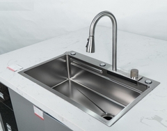 Bộ chậu vòi rửa 1 hố thác nước INOX 304 FULCO FC-B7546