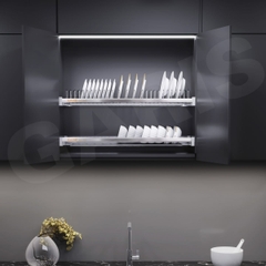 Giá bát đĩa cố định 2 tầng Garis GBE47 inox 304 xước mờ