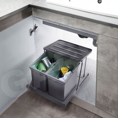 Thùng rác đôi Garis GW314 14L nhựa PP màu xám