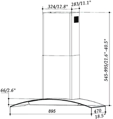 Máy hút mùi kính cong mặt kính đen EUH02190