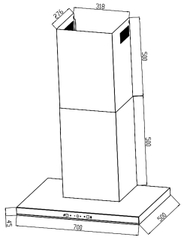 Máy hút mùi chữ T mặt kính đen EUH05070WB