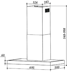 Máy hút mùi chữ T mặt kính đen EUH06170