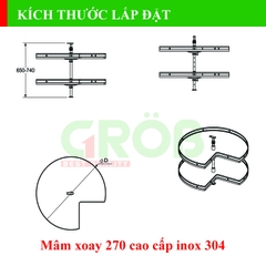 Mâm xoay 270 inox SUS304 nan dẹt đáy melamin Grob GM304-270.8