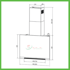 Máy hút mùi kính vát Faster FS-1770, có 9 cấp độ hút, bảo hành chính hãng 2 năm