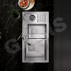 Chậu rửa bát 2 hố Garis MS22.96 tích hợp máy rửa cốc