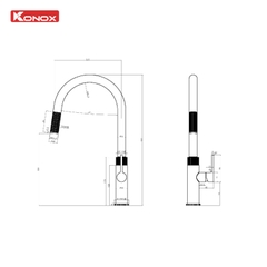Vòi rửa bát dây rút Konox Lasi Chrome