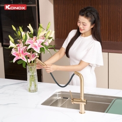 Vòi rửa bát dây rút Konox Stream Smart Champagne