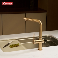 Vòi rửa bát dây rút Konox Stream Smart Champagne