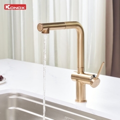 Vòi rửa bát dây rút Konox Stream Smart Champagne