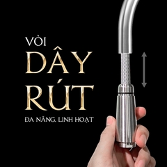 Vòi Rửa Chén Nóng Lạnh Dây Rút INOX 304 Malloca K095SS