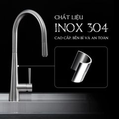 Vòi Rửa Chén Nóng Lạnh Dây Rút INOX 304 Malloca K095SS