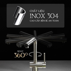 Vòi Rửa Chén Nóng Lạnh Dây Rút INOX 304 Malloca K103SS