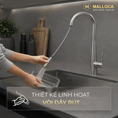 Vòi Rửa Chén Nóng Lạnh Dây Rút INOX 304 Malloca K095SS