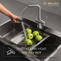 Vòi Rửa Chén Nóng Lạnh Dây Rút INOX 304 Malloca K103SS