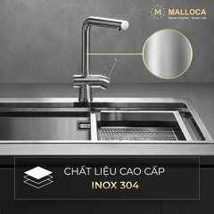 Vòi Rửa Chén Nóng Lạnh Dây Rút INOX 304 Malloca K103SS