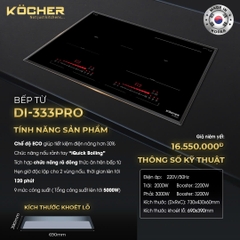 Bếp 2 từ Kocher DI 333 Pro Tặng máy hút mùi 350D
