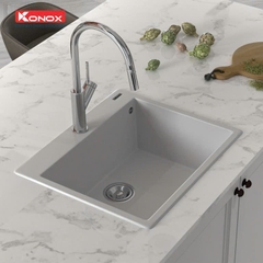 Chậu rửa bát KONOX Granite Sink Ruvita 680 – White Silver