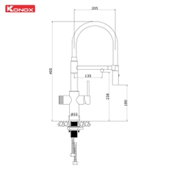 Vòi rửa bát Konox 3 đường nước Combi Chrome