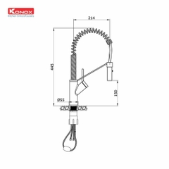 Vòi rửa bát Konox dây rút Gusta