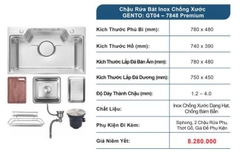 Chậu Rửa Bát GENTO: GT04 – 7848 Premium