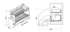 Giá bát đĩa nâng hạ tủ trên nan Oval Canzy CZO-6005-800