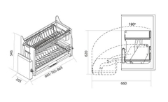 Giá bát đĩa nâng hạ tủ trên nan Dẹt Canzy CZF-5005-700