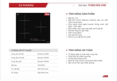 Bếp 3 từ Canzy CZ PUC631U – Bếp 3 vùng nấu đáng mua nhất 2026